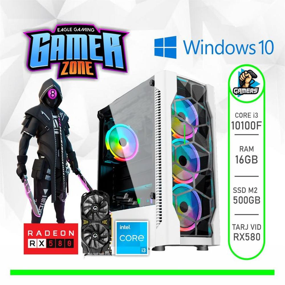 Pc gamer intel core i3 10th-tarjeta gráfica RX 580 8gb + ram 16gb - fuente 650w
