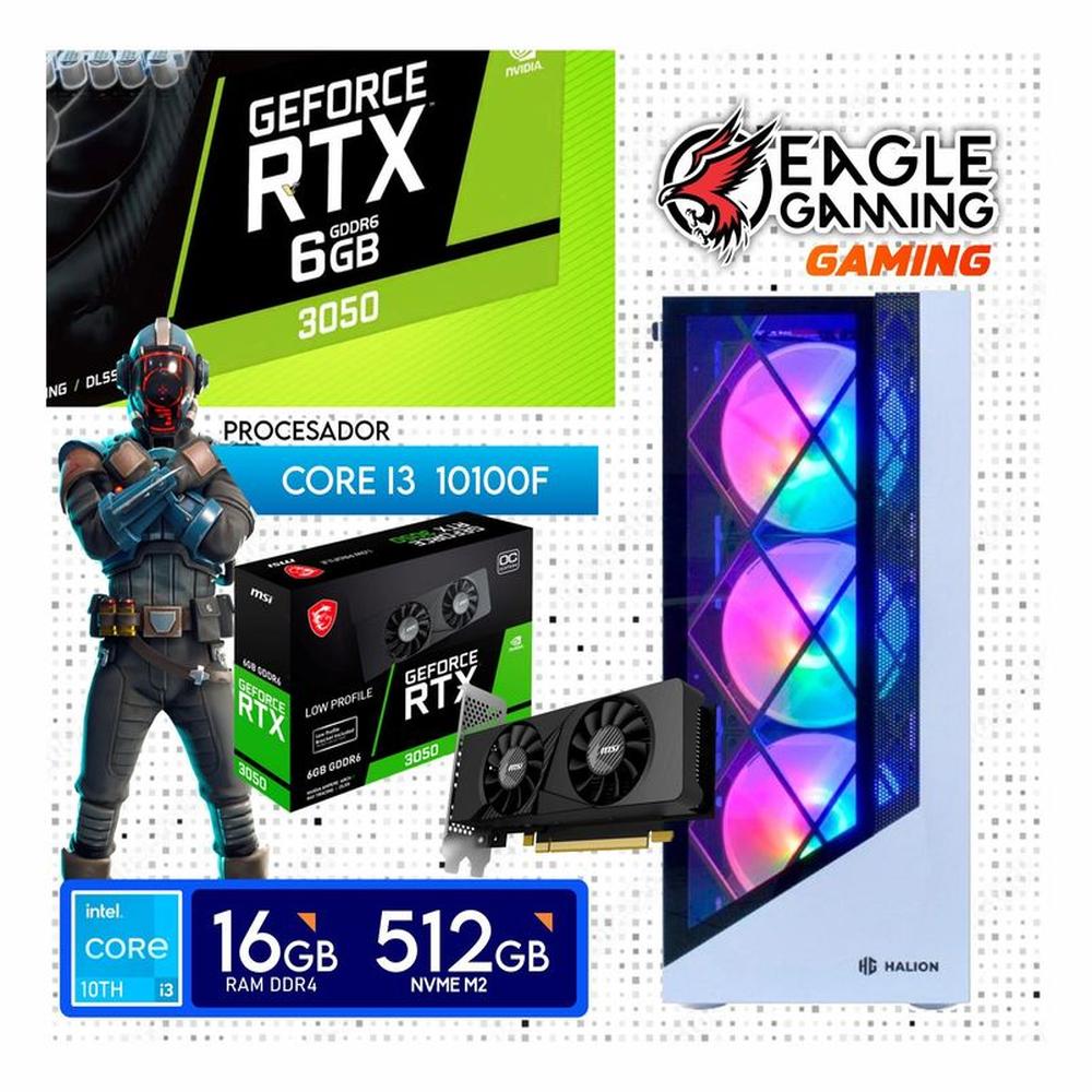 Computadora PC Gamer Core i3 10TH RAM16GB SSD500GB RTX 3050 6GB