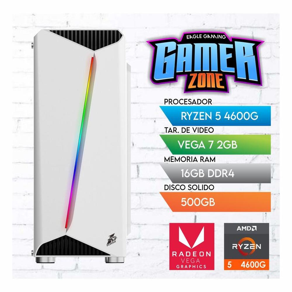 PC GAMER RYZEN 5 4600G + 16GB RAM + SSD500GB + CASE GAMER 500W