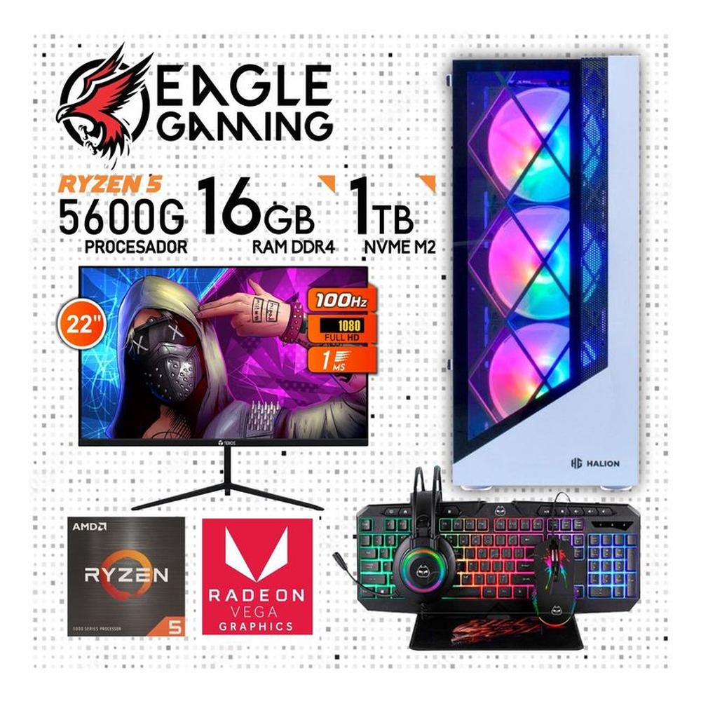 PC GAMER RYZEN 5 5600GT completa ram16gb ssd 500gb monitor 24