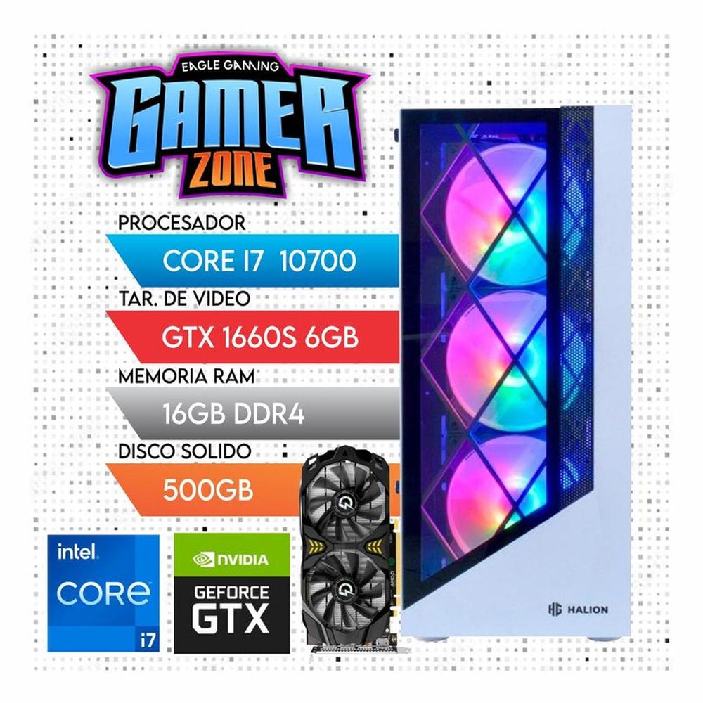 Computadora PC Gamer Core i7-10TH  RAM 16GB  SSD 500GB  VIDEO GTX1660 SUPER 6GB