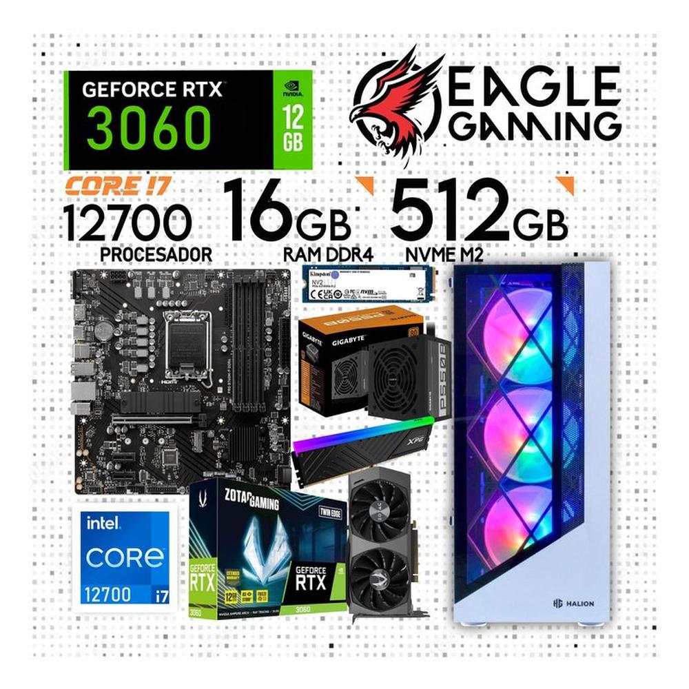 PC GAMER CORE I7 12700, GRAFICA RTX 3060 DE 12GB, RAM 16GB DE RAM, SSD 512GB