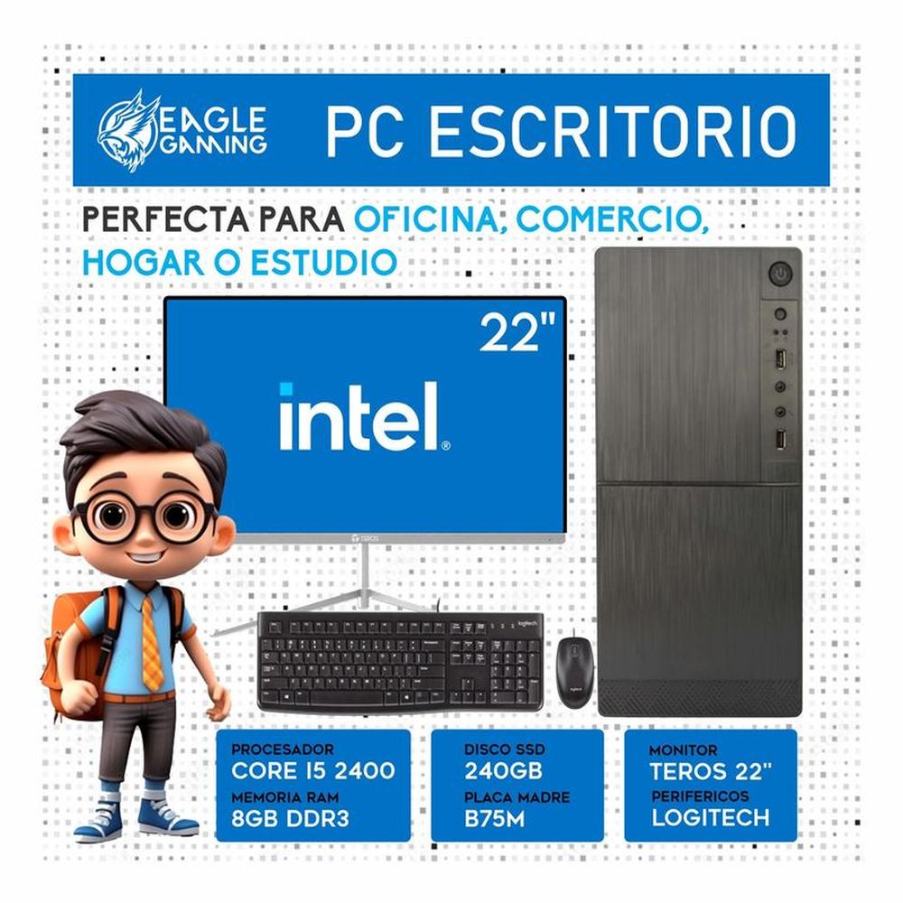 Computadora Pc Intel Core i5 2400 2DA GEN SSD 240GB RAM 8GB MONITOR DE 22