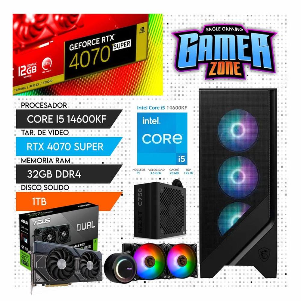 PC GAMER CINTEL CORE I5 14600KF , RTX 4070 SUPER 12GB , SSD 1TB , RAM 32GB