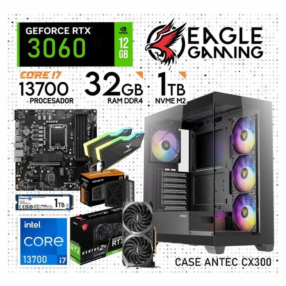 PC GAMER CORE I7 13700, GRAFICA RTX 3060 DE 12GB, RAM 32GB DE RAM, SSD 1TB