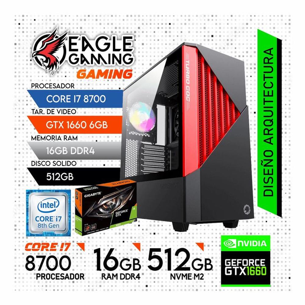 Computadora PC Gamer Core i7-8TH +RAM 16GB +SSD 512GB + VIDEO GTX 1660  6GB