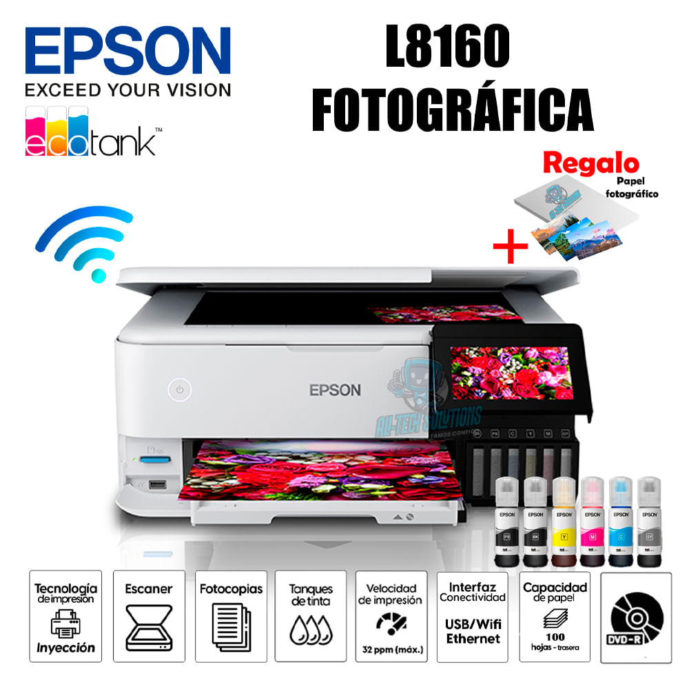 IMPRESORA MULTIFUNCIONAL EPSON ECOTANK FOTOGRÁFICA L8160 WIFI
