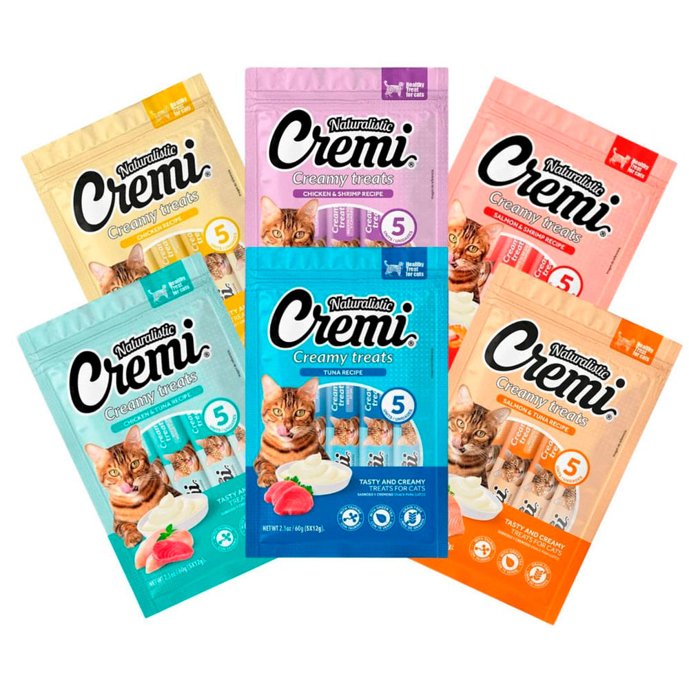 Snack para Gatos Naturalistic Cremi Variado 60gr Pack x6 und