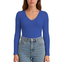 Polo M.Larga Cuello V Rib Acanalado con Forro Lul810 Fab-17 Color Azul Luna