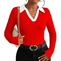 Polo Mujer Camisero Bi Manga Larga Sab-16 Rib Color Rojo