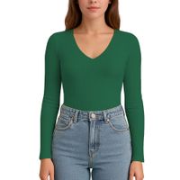 Polo M.Larga Cuello V Rib Acanalado con Forro Lul810 Fab-17 Color Verde Oscuro