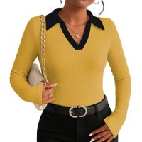 Polo Mujer Camisero Bi Manga Larga Sab-16 Rib Color Amarillo