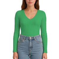 Polo M.Larga Cuello V Rib Acanalado con Forro Lul810 Fab-17 Color Verde