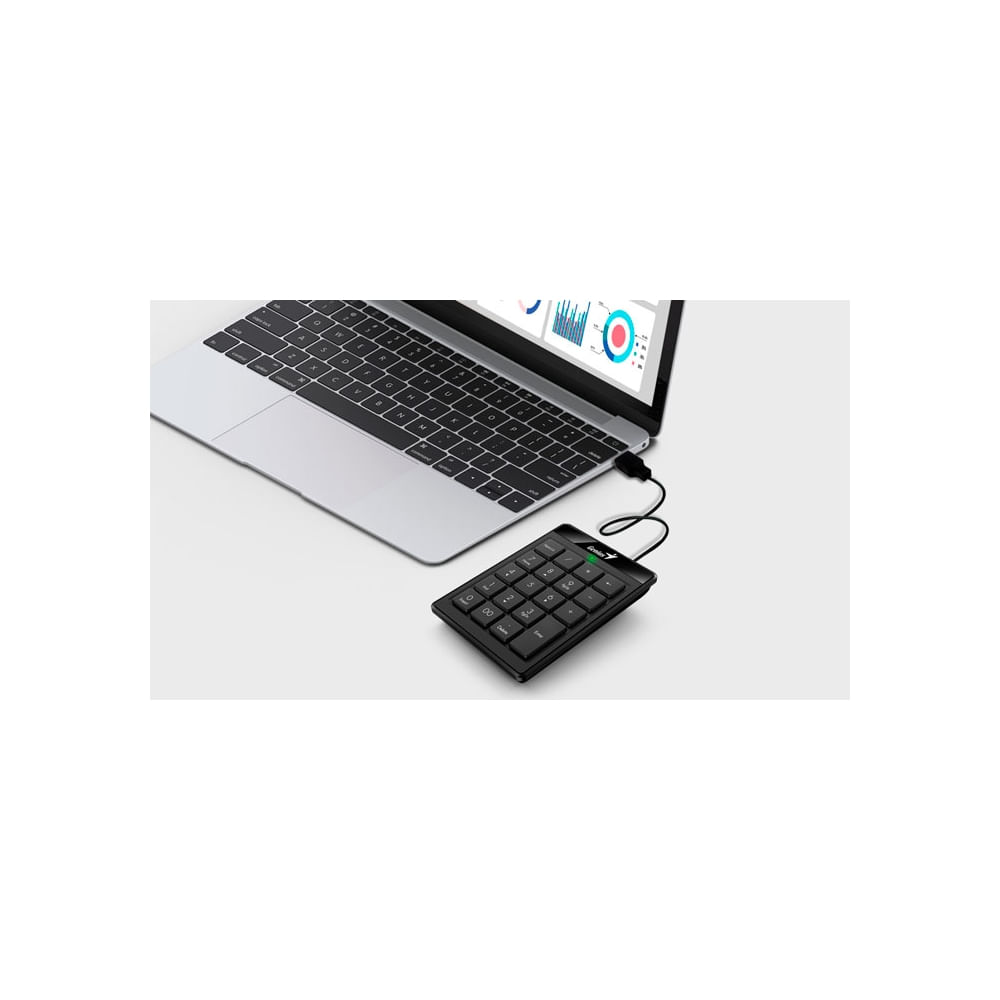 Teclado numérico Genius Numpad 110 USB, teclas en chocolate, diseño compacto y elegante en negro