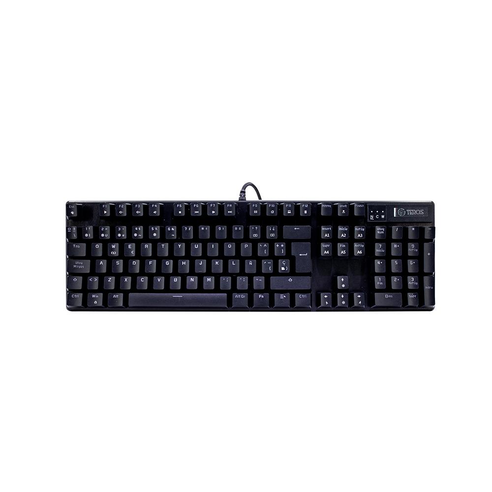 Teclado mecánico Teros TE-4068G con retroiluminación rainbow y conexión USB 2.0, español, negro