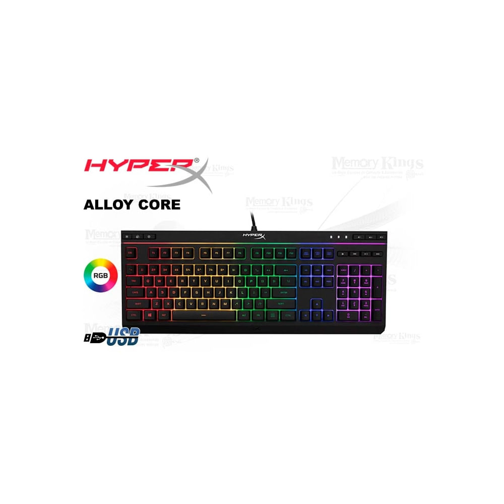 Teclado HyperX Alloy Core RGB, retroiluminado, diseño mecánico, ideal para gamers, color negro