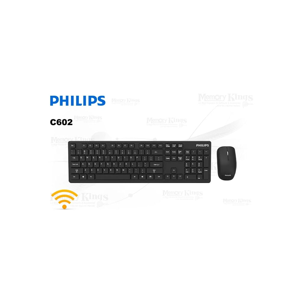Teclado y ratón inalámbrico Philips SPT6602 – Diseño ergonómico y alta precisión en color negro