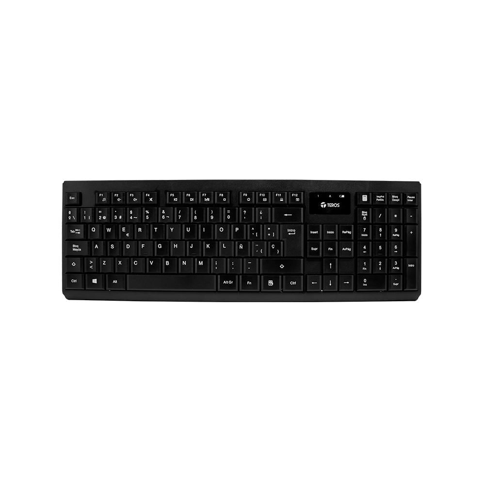 Kit inalámbrico Teros TE-4071S: teclado y mouse elegante en color negro, 2.4 GHz, español.