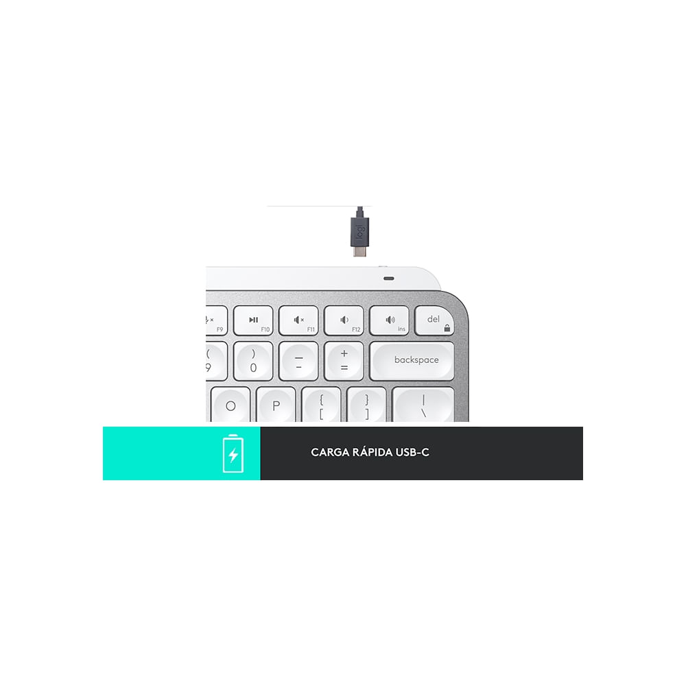 Teclado Logitech MX Keys Mini iluminado, multi-dispositivo, Bluetooth, color gris claro