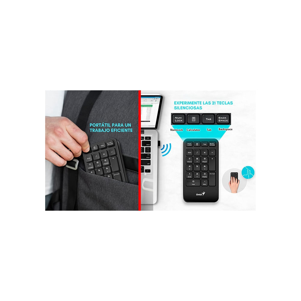 Teclado numérico Genius Numpad 1000 inalámbrico con tecla Copilot - color negro, USB
