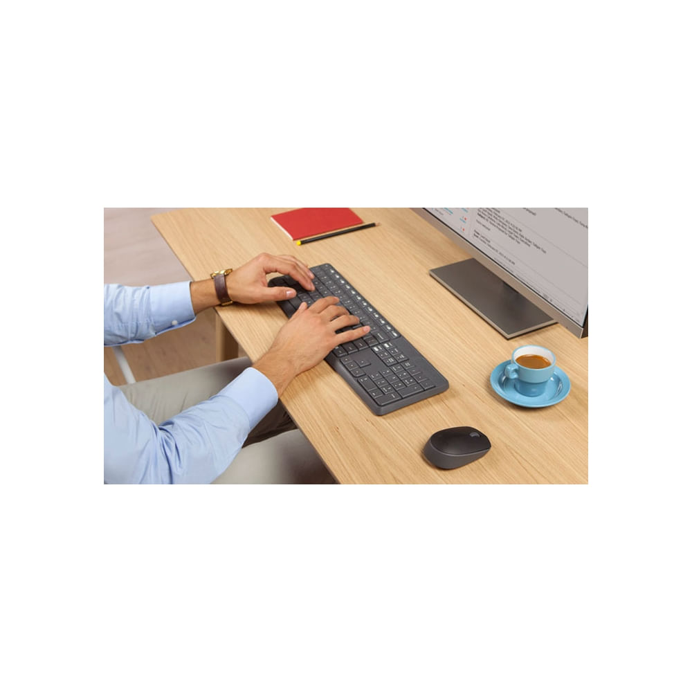 Teclado inalámbrico Logitech MK235 con mouse USB, color negro, práctico y compacto para tu escritor