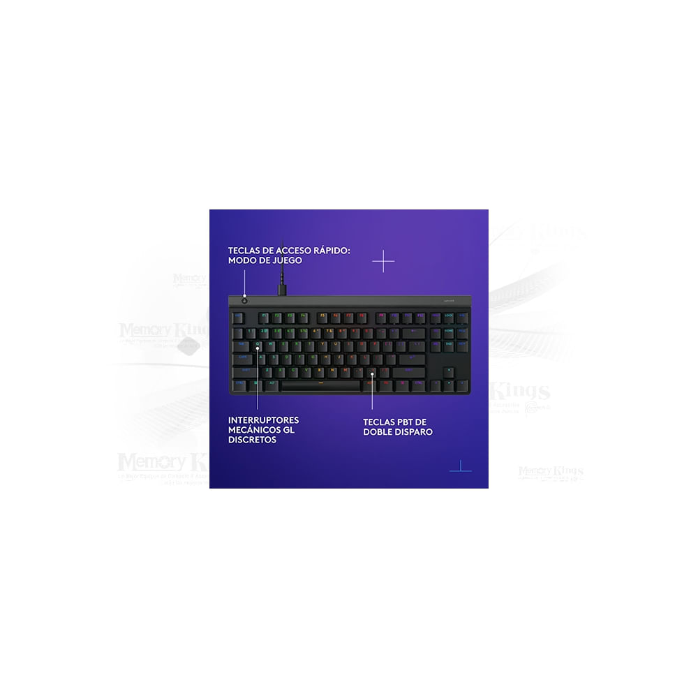Teclado Logitech G515 TKL RGB con luz personalizable, diseño compacto y conexión por cable - Negro