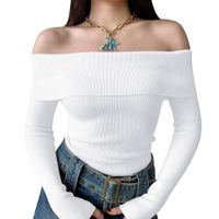 Polo Mujer Rumbera Manga Larga Rib Grueso New 710-16 Color Blanco