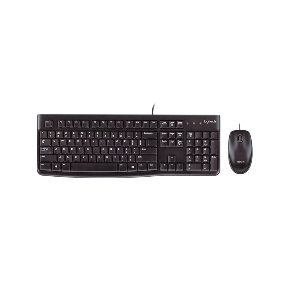 Kit teclado y mouse Logitech MK120, USB, color negro, diseño ergonómico y fácil conexión