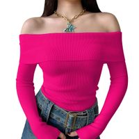 Polo Mujer Rumbera Manga Larga Rib Grueso New 710-16 Color Fucsia
