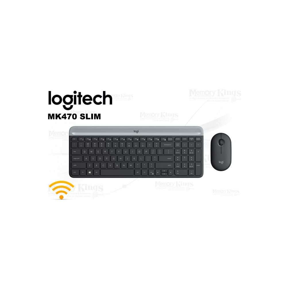 Teclado y mouse inalámbricos Logitech MK470, diseño slim, USB, color negro, alta compatibilidad