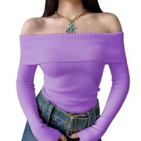 Polo Mujer Rumbera Manga Larga Rib Grueso New 710-16 Color Lila