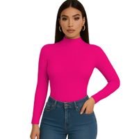 Polo Mujer Cafarena Manga Larga Rib Grueso Tic-13 Color Fucsia