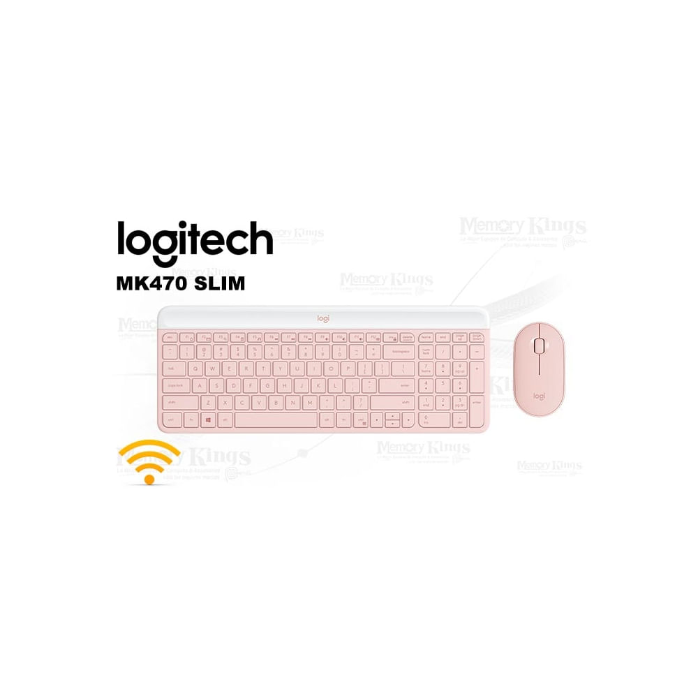 Teclado y mouse Logitech MK470 Slim rosa inalámbricos, diseño elegante y compacto para tu escritori