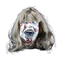Máscara Látex Exorcista con Cabello Cosplay Halloween