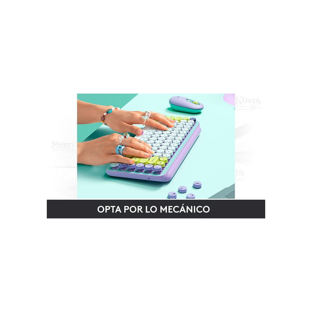 Teclado Logitech Pop Keys Inalámbrico Multi-Dispositivo Color Lila/Verde - Estilo Divertido y Funci