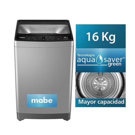 Lavadora Mabe Carga Superior 16kg Aqua Saver Green Modelo LMA6120WPBB0 Gris