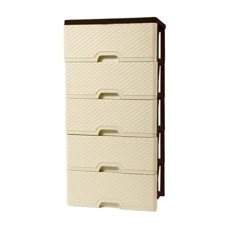 Cómoda Organizadora Duraplast Ratán Almendra Beige con 5 Cajones