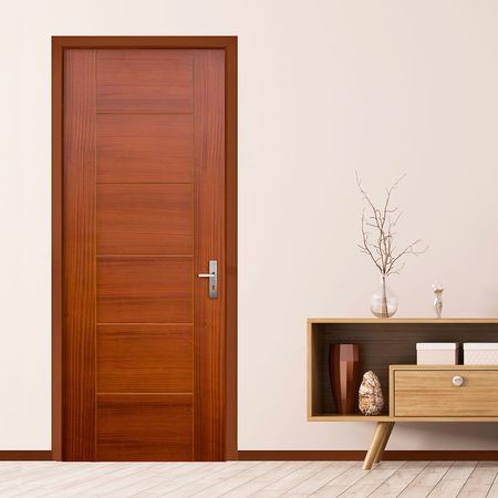 Puerta Enchapada Dimfer Modelo Sapelli Natural de 65x207cm