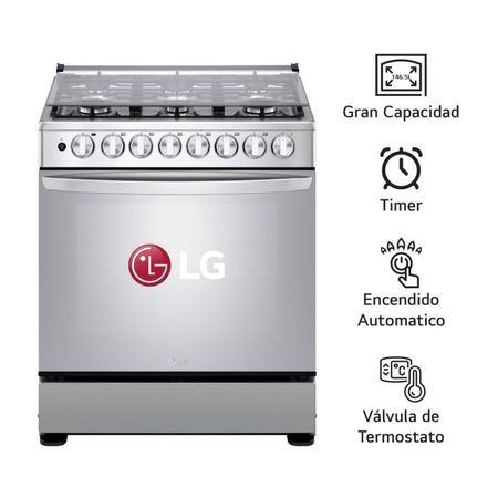 Cocina de Pie a Gas LG LRGZ5255S Acero Inoxidable 6 Quemadores