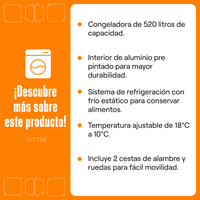 Congeladora Ventus CTD520 Prime 520L Blanco de Acero