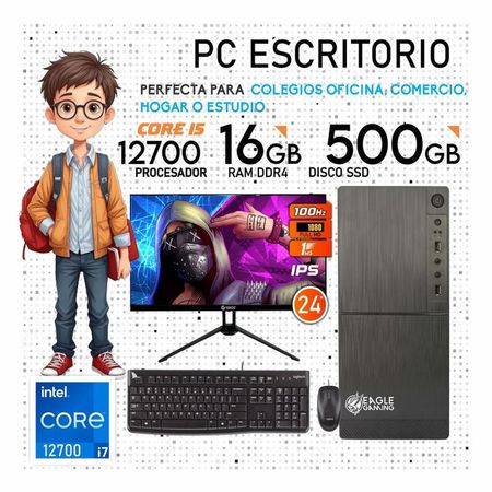 Computadora PC Intel Core i7 12700 12VA GEN RAM 16GB SSD 500GB Monitor 24 FHD Computadora de escritorio PC Intel Core i7 12700 12VA GEN-- RAM 16GB SSD 500GB- Monitor 24 FHD