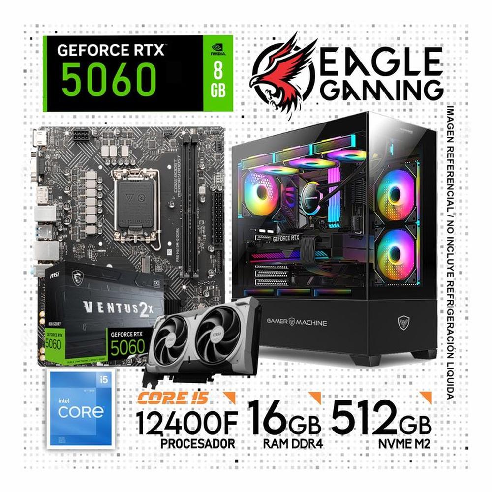 Computadora PC Gamer Intel Core i5 12400F RAM 16GB SSD 1TB RTX 5060 8GB