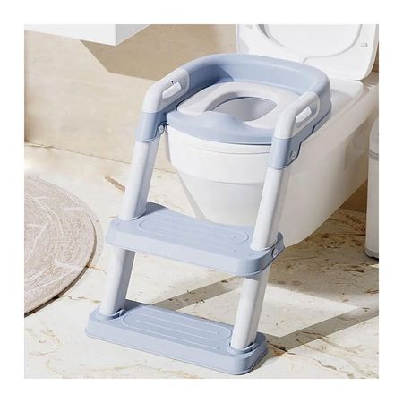 Inodoro Bacín Asiento Infantil Niño Con Escalera Azul