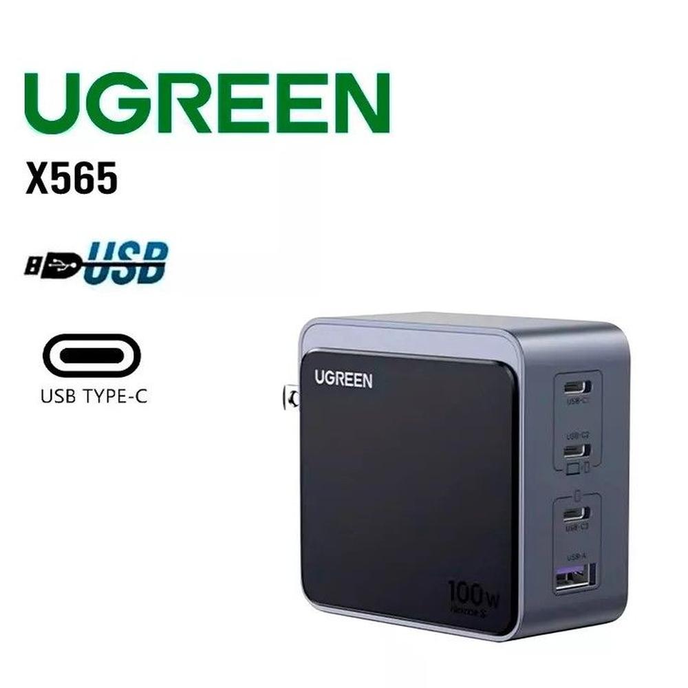 Cargador UGREEN 100W X565 CARGA RAPIDA 3 USB-C - 1 USB-A