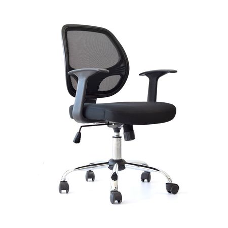 Silla de Oficina Giratoria Mali Negro Bonno con Mecanismo Basculante y Base Cromada