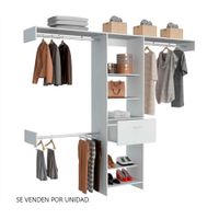 Ropero Melamina Blanco Tuhome Modelo Manchester 250 con 1 Cajón y 5 Repisas