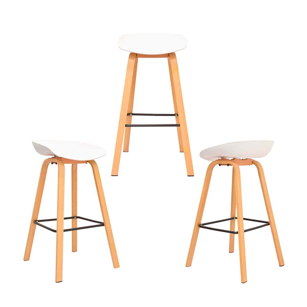 Banco Fijo para Bar Misuri Polipropileno/Metal Blanco x 3 unidades Bonno