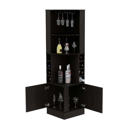 Bar Esquinero Melamina Negro Madera Kava Beijing Tuhome