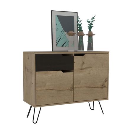 Aparador de Madera Melamina Tuhome Audra Nature y Negro