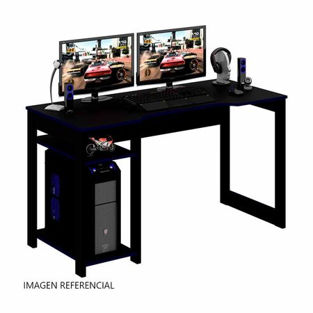 Escritorio de Oficina Melamina Negro/Azul Bonno Sirion 136x60cm